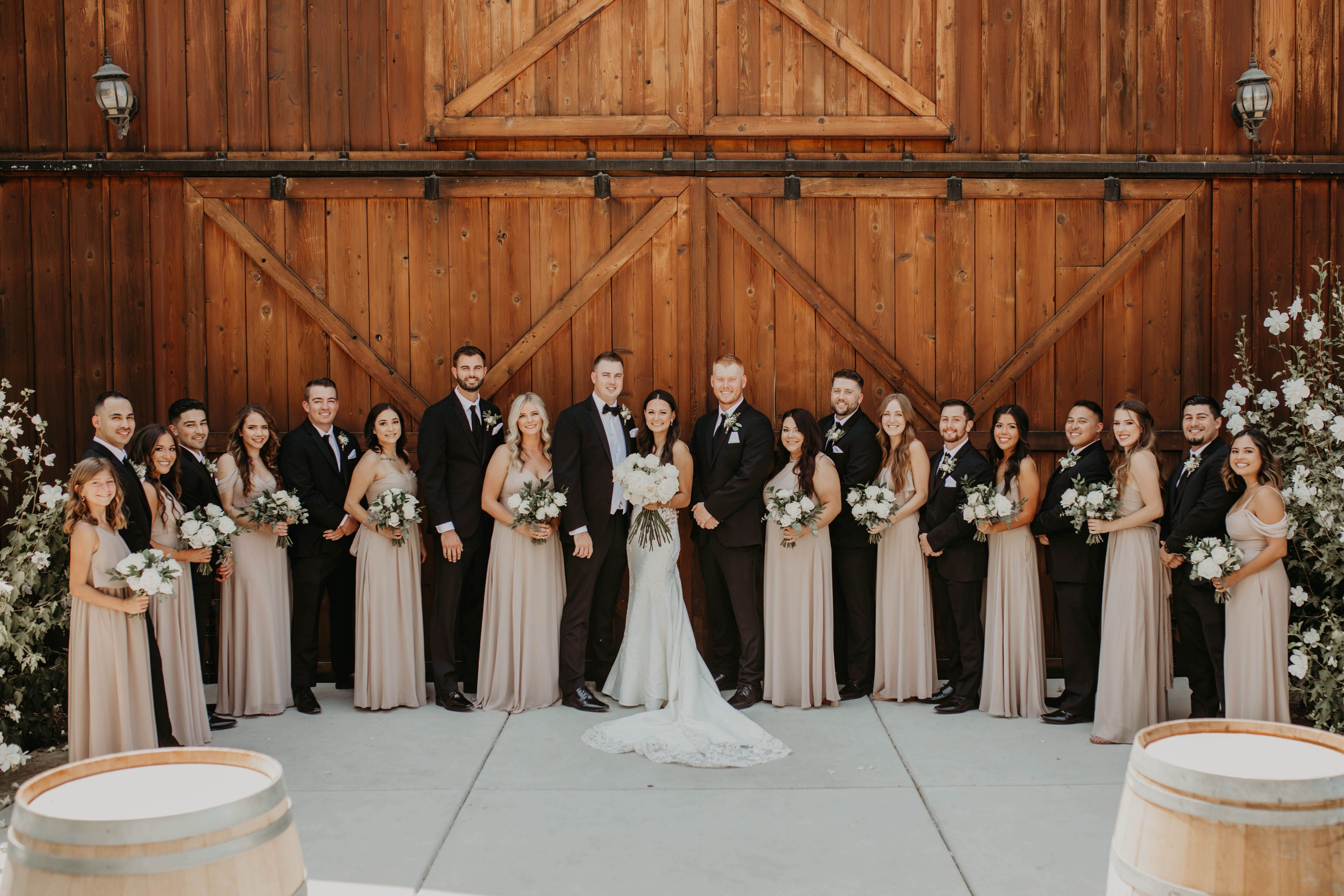 Bride and groom with their wedding party.